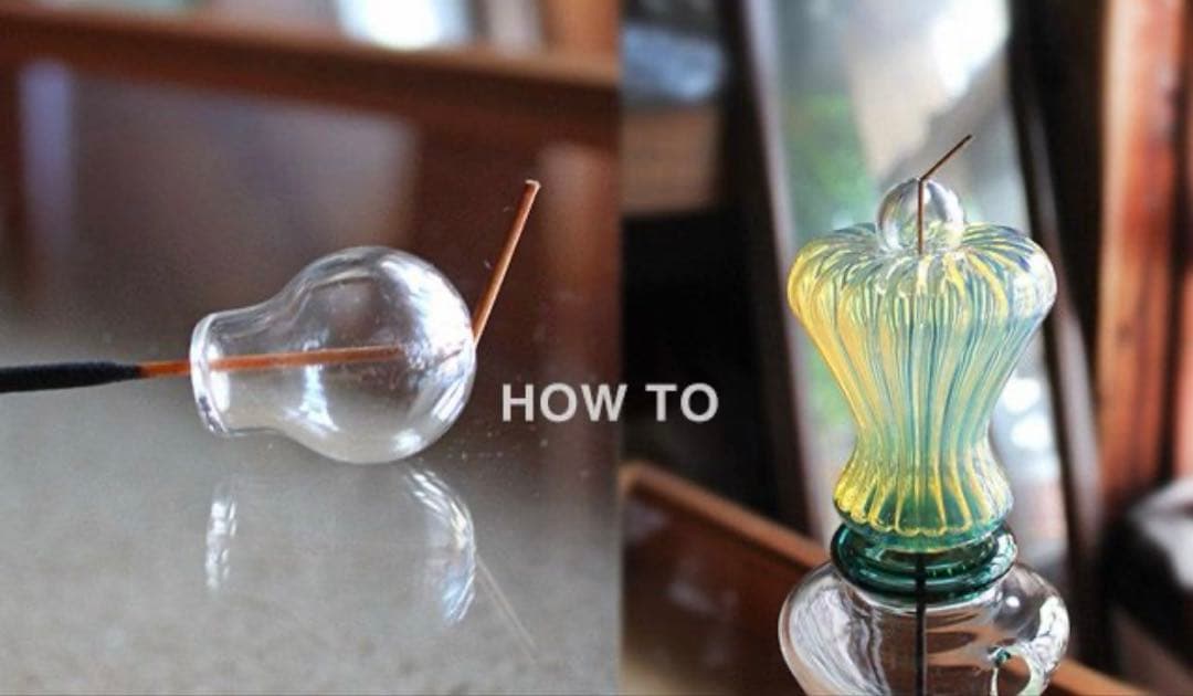 SendUPガラス製お香立て　お香ホルダー付き