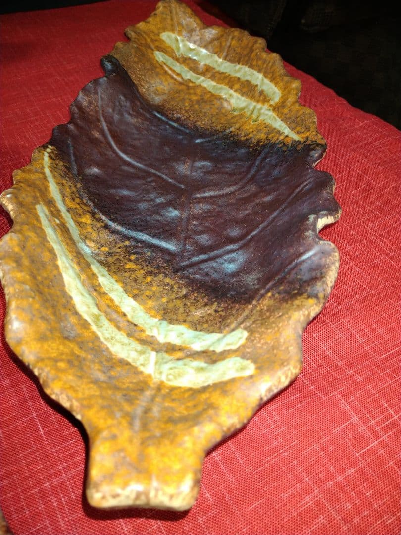 ♢プロが選ぶデザイン萬古焼大皿 ⬛南蛮一珍木の葉 ⬛41cm特大長大皿