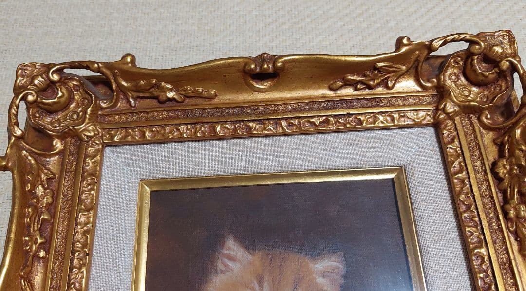 油彩　猫　柳田昌和　チビとら