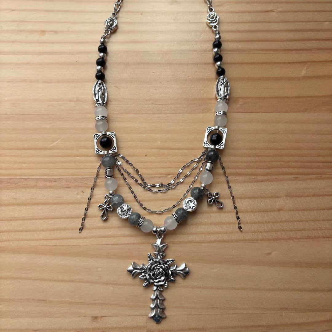 フェアリーグランジネックレス Y2K クロス パール 十字架 チェーン