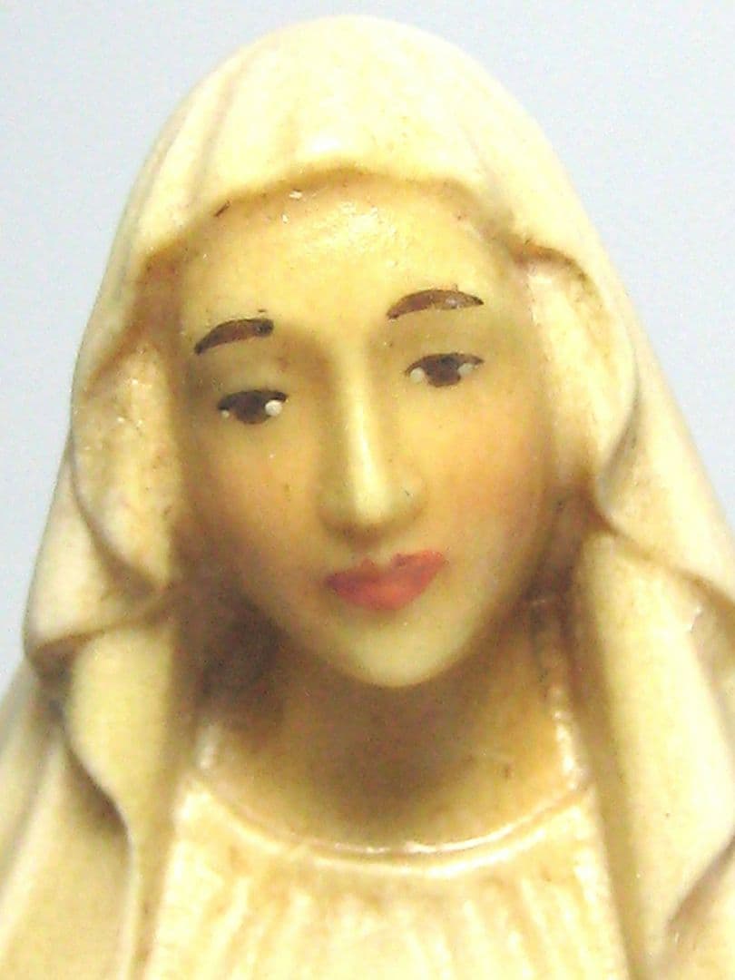 木彫り マリア像 12cm カトリック 置物 ルルド C マリア様