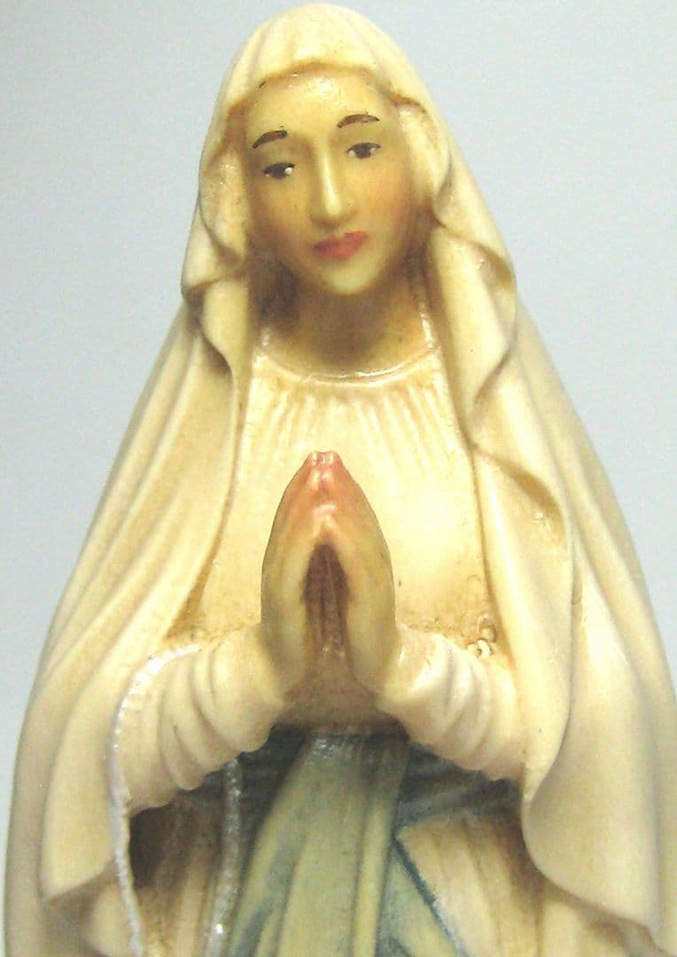 木彫り マリア像 12cm カトリック 置物 ルルド C マリア様