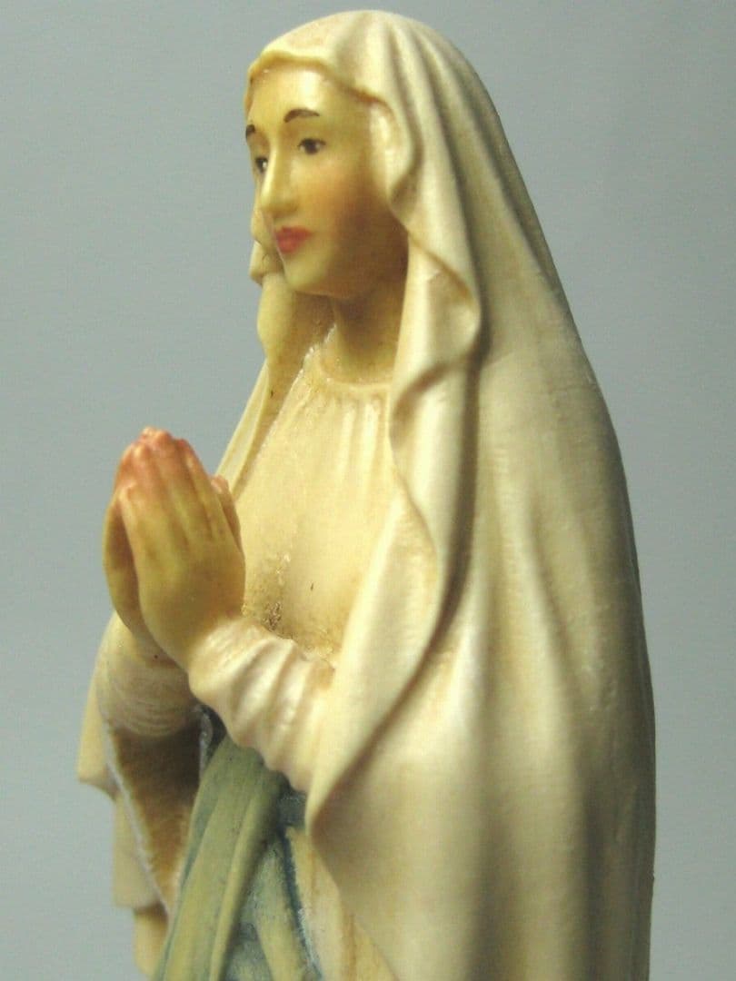 木彫り マリア像 12cm カトリック 置物 ルルド C マリア様
