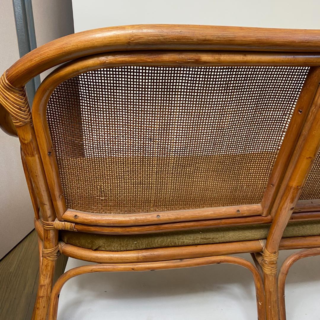 ★ラタン調 二人掛け椅子 レトロ 昭和 アンティーク ヴィンテージ 家具