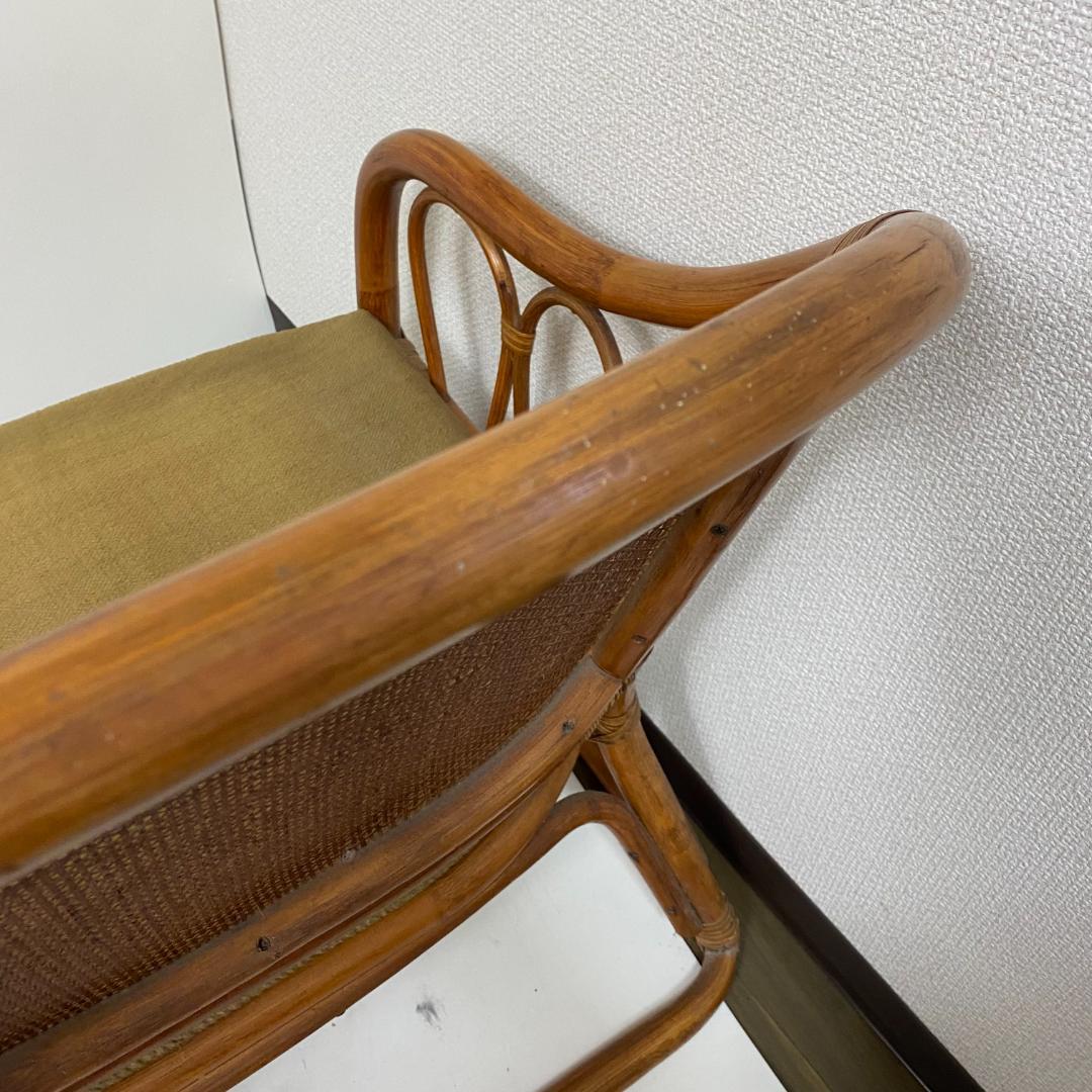 ★ラタン調 二人掛け椅子 レトロ 昭和 アンティーク ヴィンテージ 家具