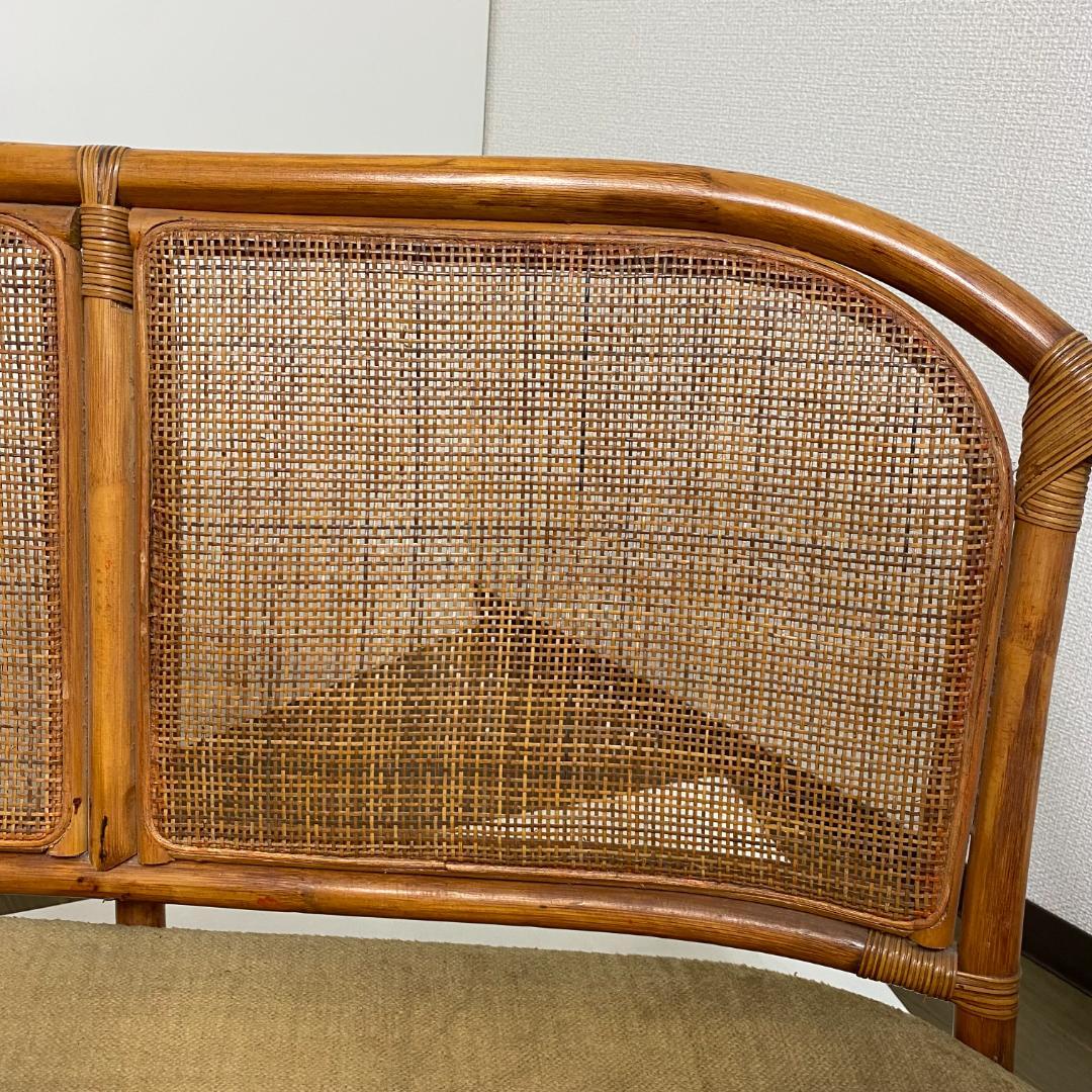 ★ラタン調 二人掛け椅子 レトロ 昭和 アンティーク ヴィンテージ 家具