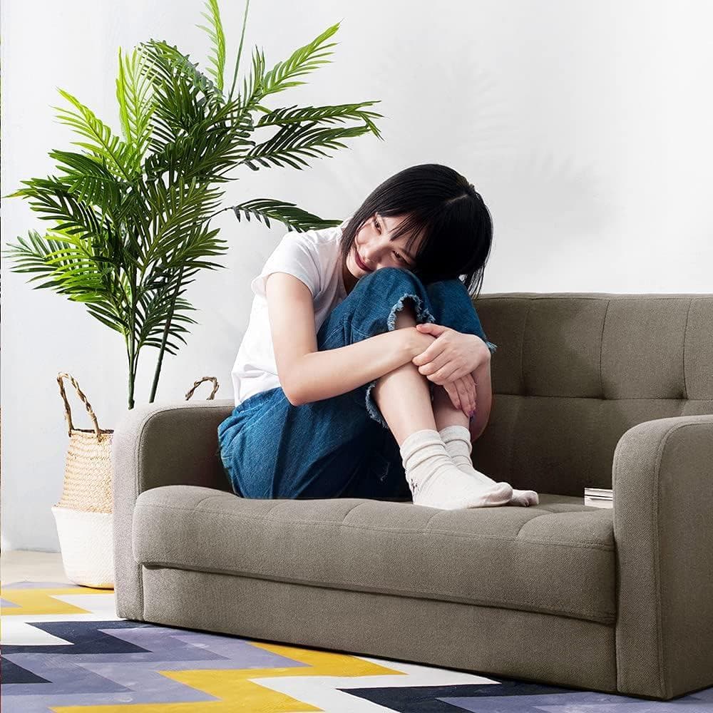 ソファー 2人掛け 肘付き 天然木脚 幅約110cm 簡単組み立て 2WAY