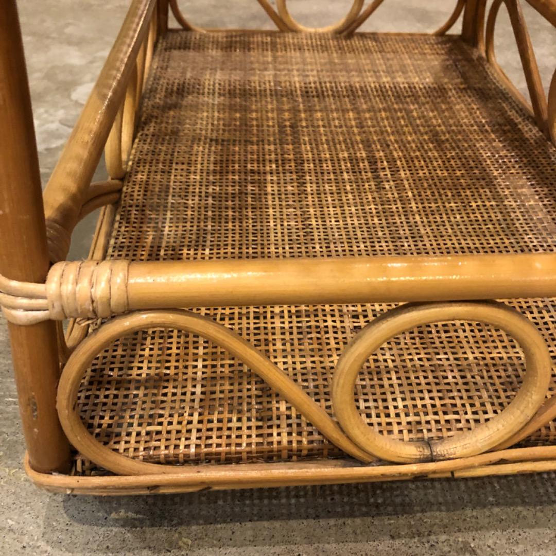 アンティーク　取り外し可能　脱衣カゴ　ラタン　2段　収納　バスケット　レトロ