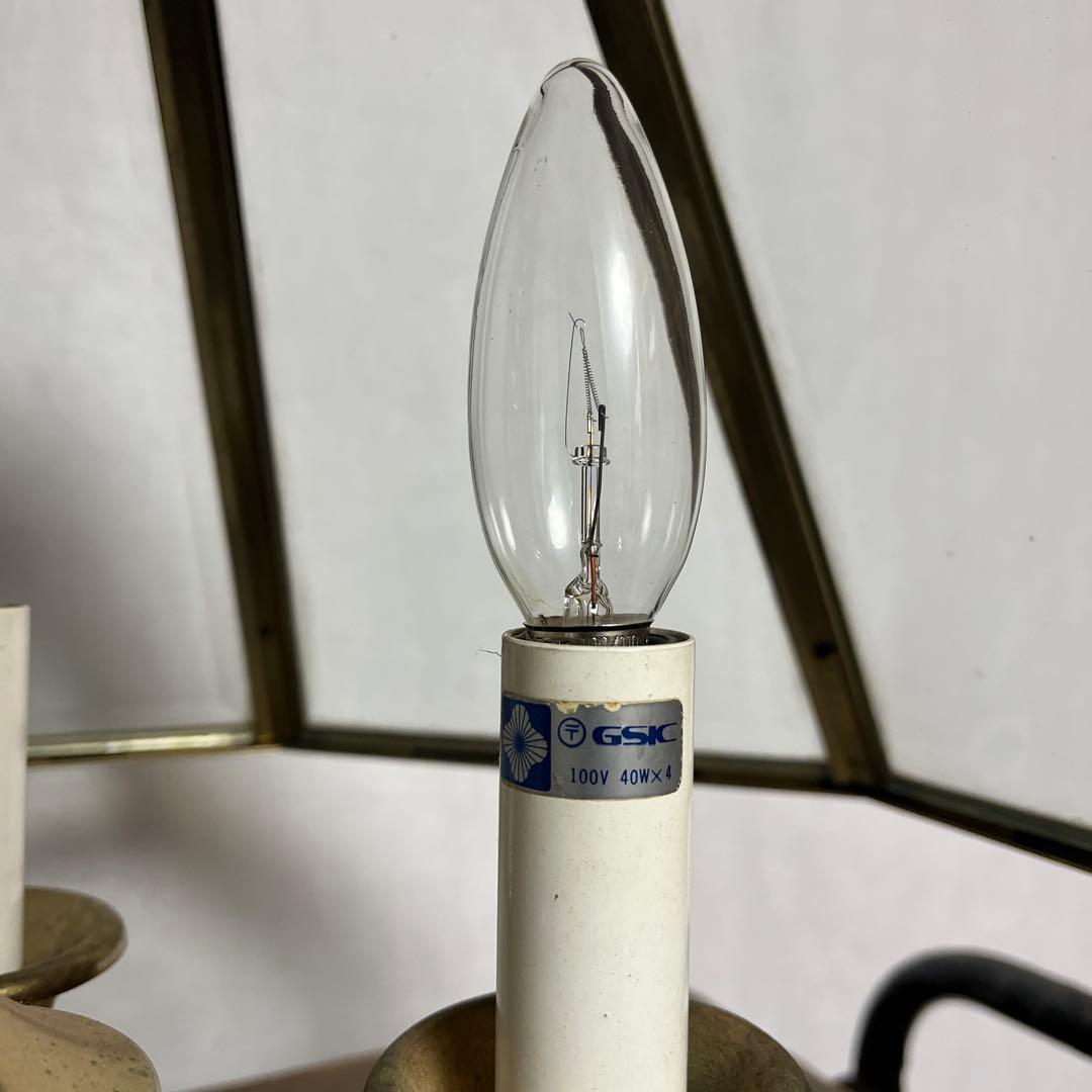 ビンテージ◾️4灯 天井照明 ゴールドフレーム ペンダントライト シャンデリア A