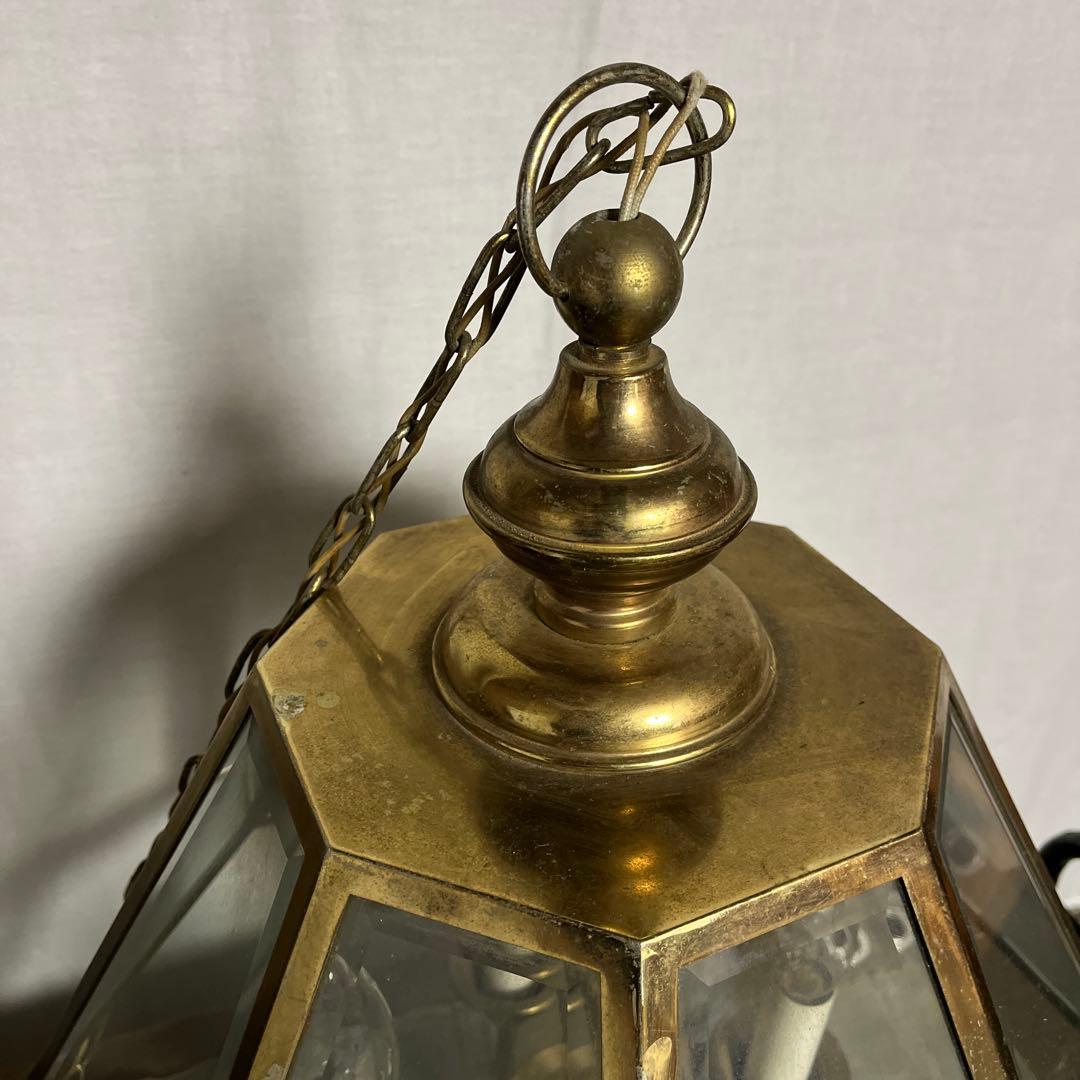 ビンテージ◾️4灯 天井照明 ゴールドフレーム ペンダントライト シャンデリア A