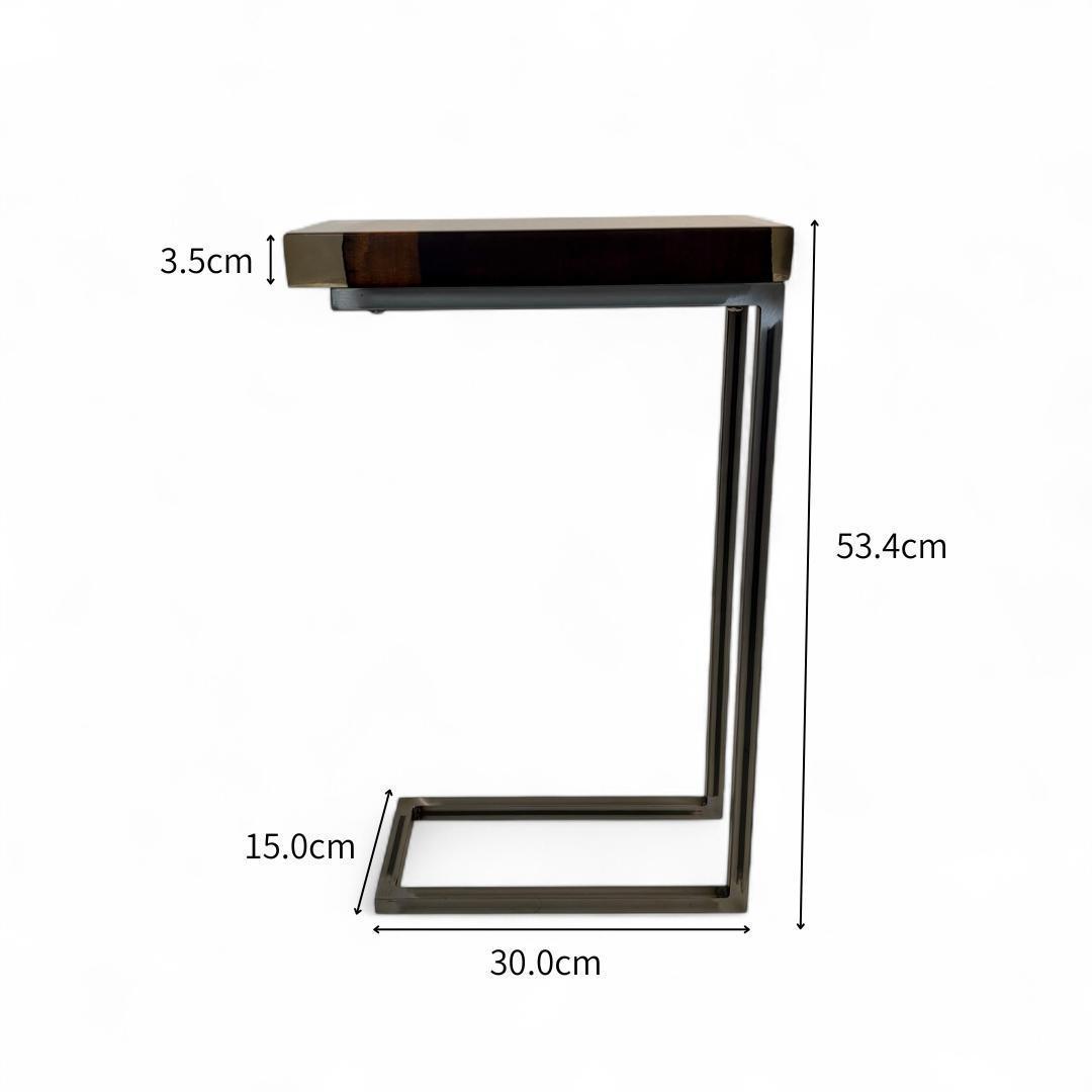 サイドテーブル アイアン 無垢材 木製 一枚板 コの字 おしゃれ ベッド 北欧