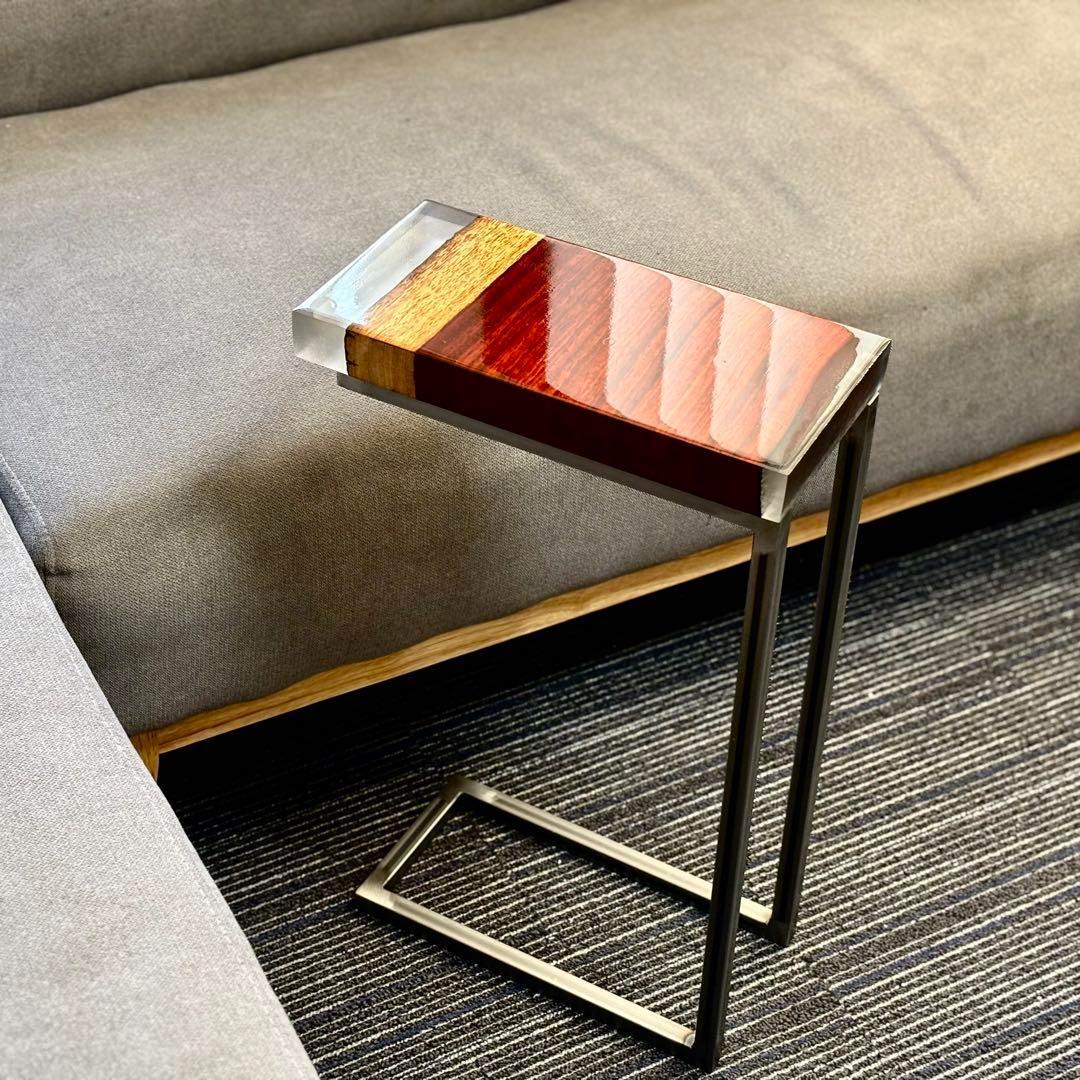 サイドテーブル アイアン 無垢材 木製 一枚板 コの字 おしゃれ ベッド 北欧