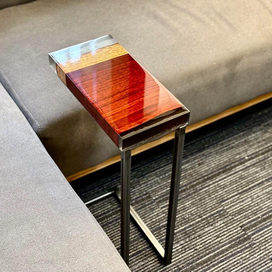 サイドテーブル アイアン 無垢材 木製 一枚板 コの字 おしゃれ ベッド 北欧