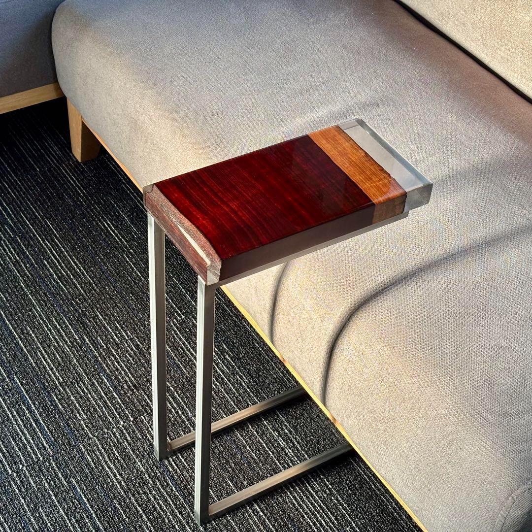 サイドテーブル アイアン 無垢材 木製 一枚板 コの字 おしゃれ ベッド 北欧