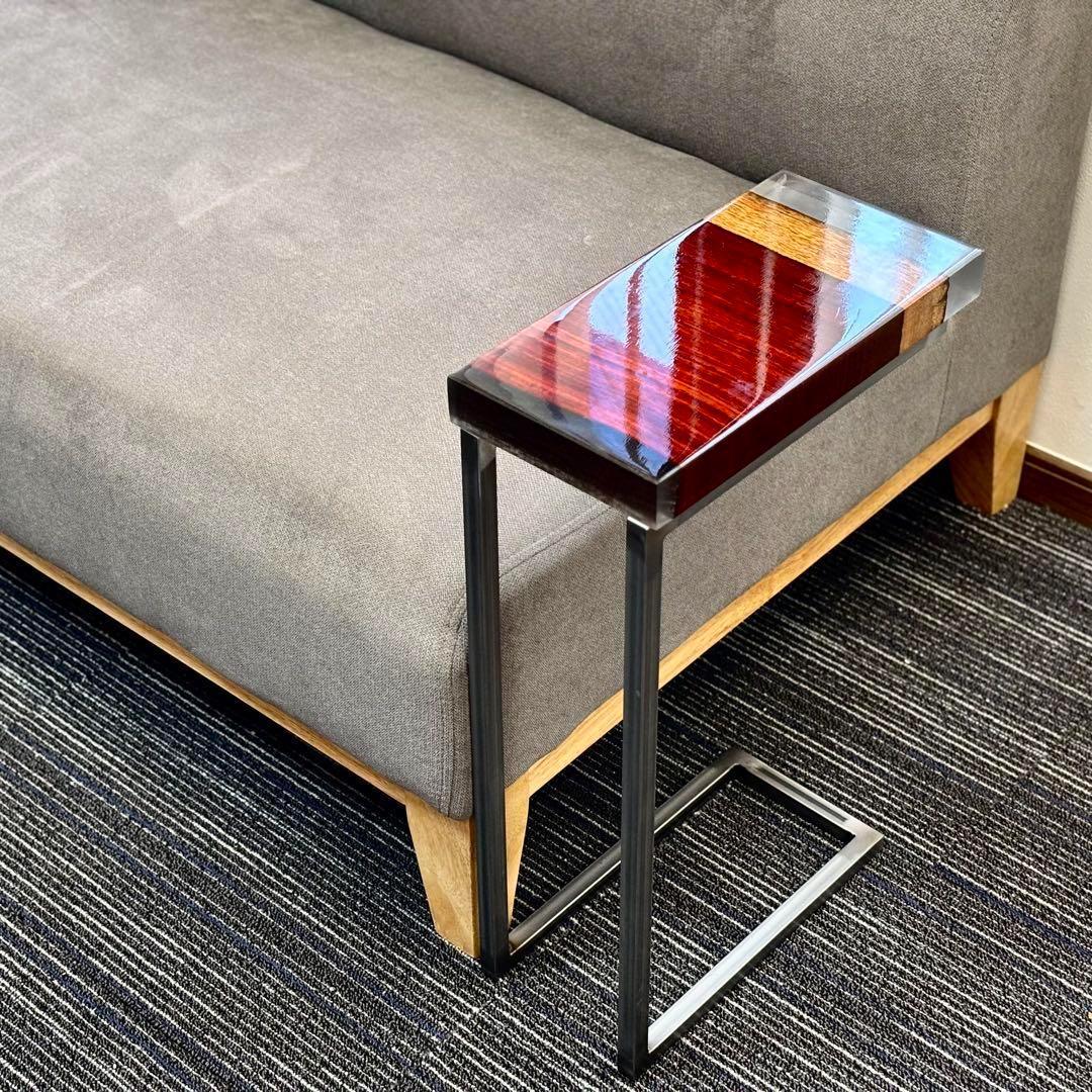 サイドテーブル アイアン 無垢材 木製 一枚板 コの字 おしゃれ ベッド 北欧