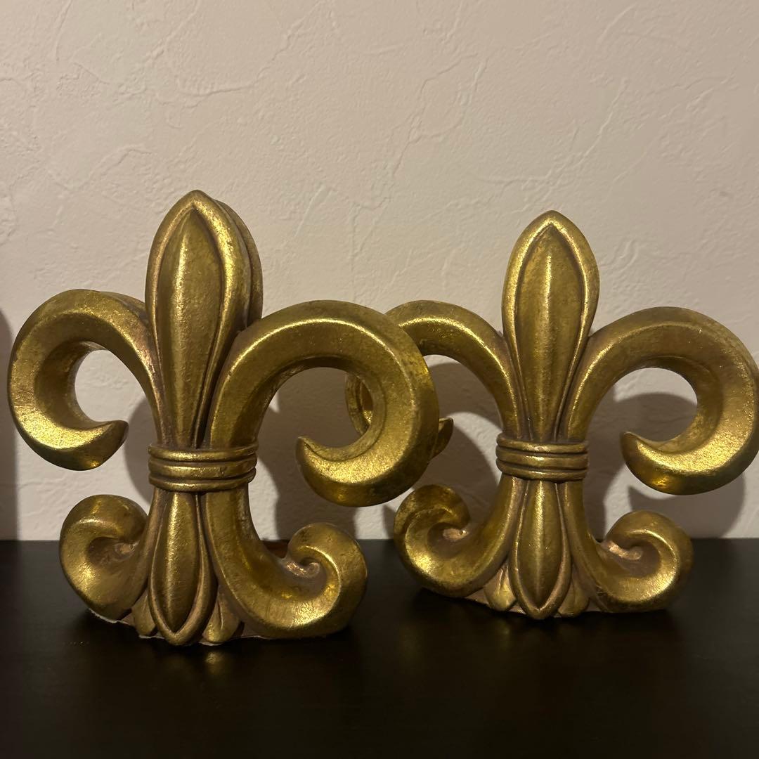 フルールドリス　ユリの紋章　ブックエンド　ブックスタンド　ビンテージ