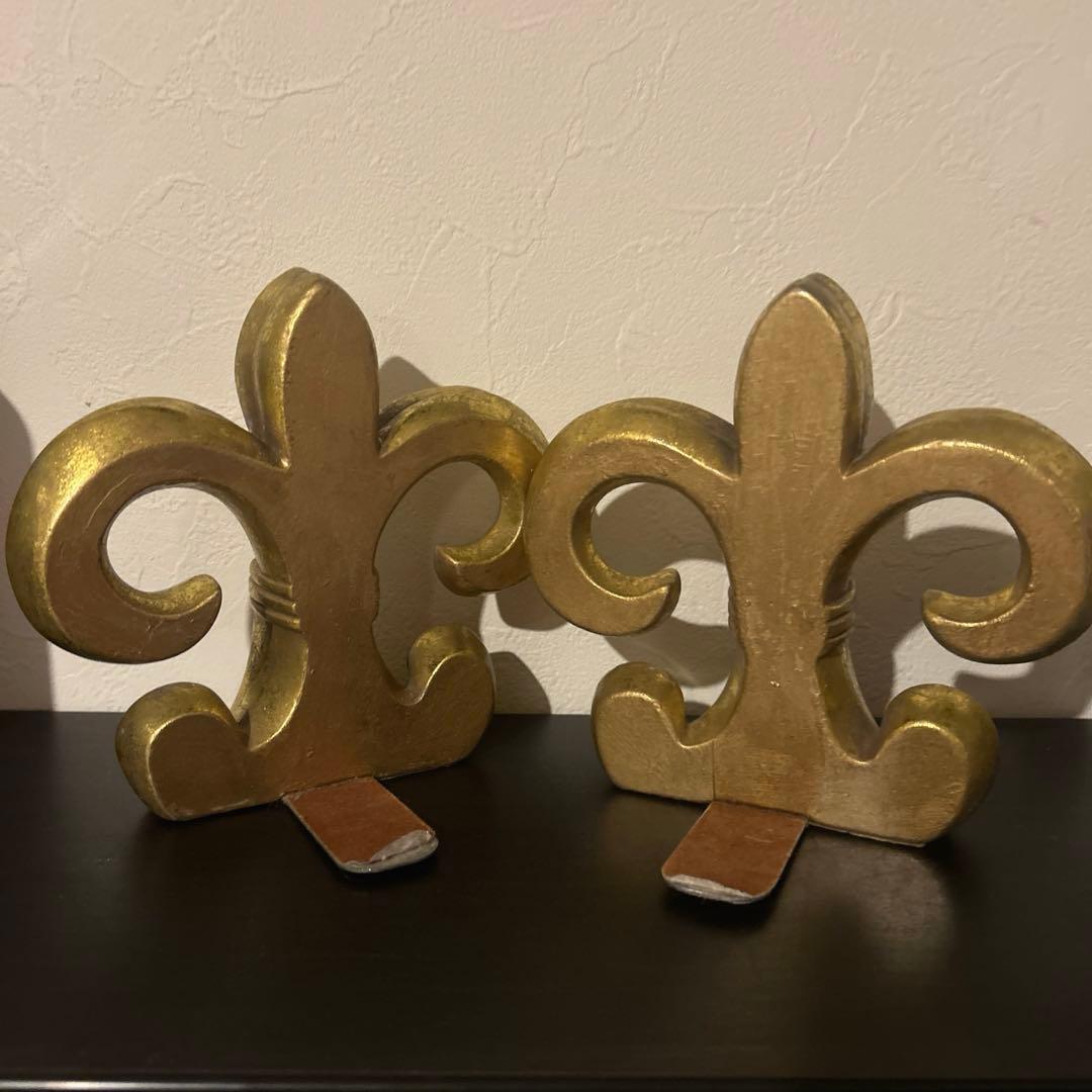 フルールドリス　ユリの紋章　ブックエンド　ブックスタンド　ビンテージ