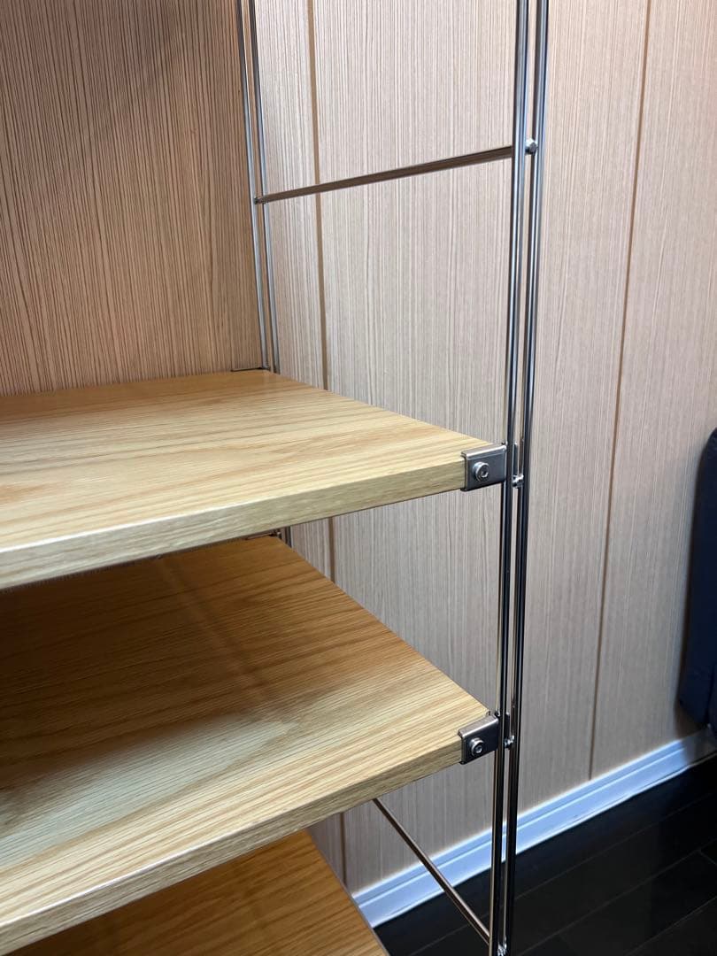 【直接引渡】無印　ステンレスユニットシェルフ　ワイド　中　120cm オーク材