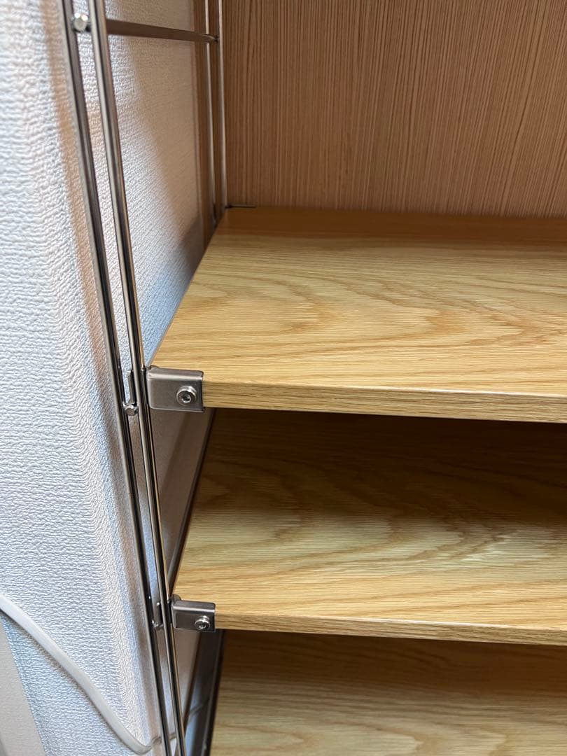 【直接引渡】無印　ステンレスユニットシェルフ　ワイド　中　120cm オーク材