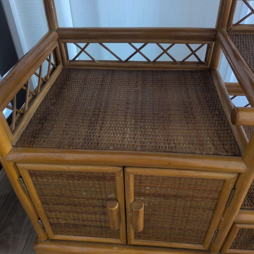 希少レア！ ラタン 収納棚 籐製 キャビネット 送料込