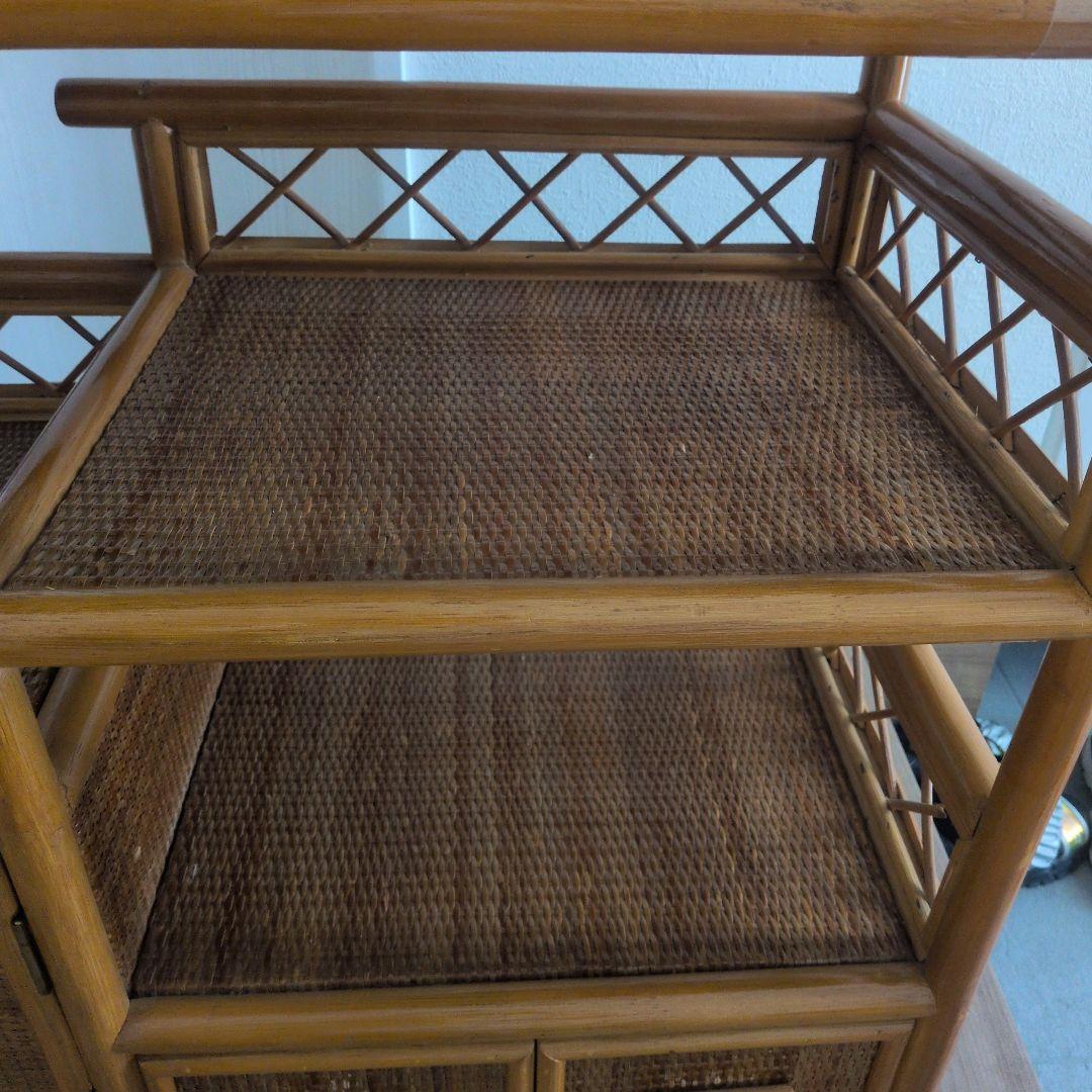 希少レア！ ラタン 収納棚 籐製 キャビネット 送料込