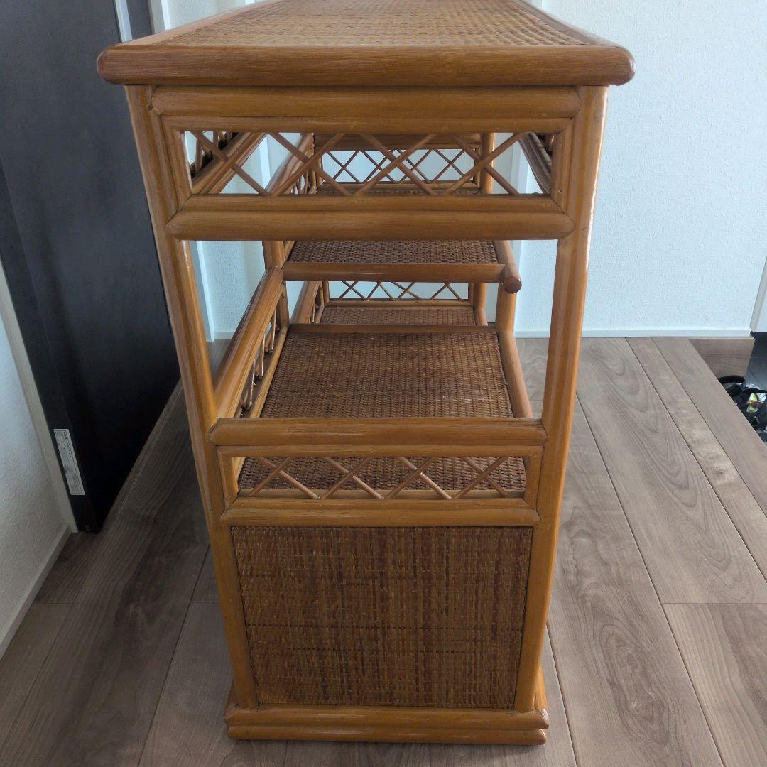希少レア！ ラタン 収納棚 籐製 キャビネット 送料込