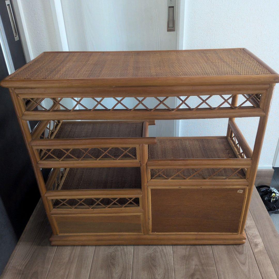希少レア！ ラタン 収納棚 籐製 キャビネット 送料込