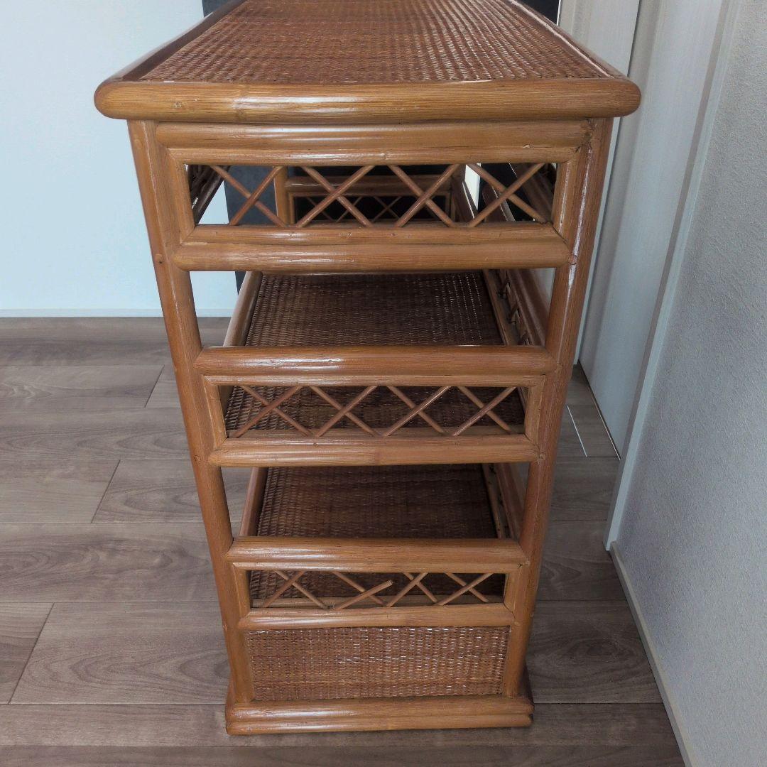 希少レア！ ラタン 収納棚 籐製 キャビネット 送料込