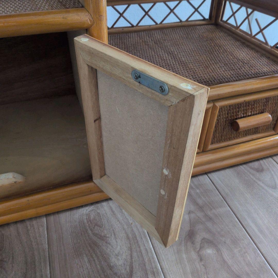 希少レア！ ラタン 収納棚 籐製 キャビネット 送料込