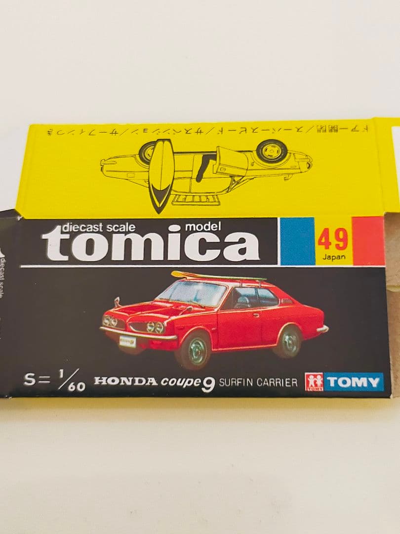 空箱 トミカ No.49 ホンダ クーペ9 サーフィン キャリア 黒箱 日本製