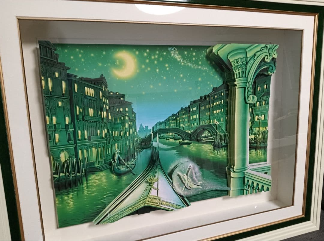 ☆飛び出す絵画　3D大作　塚本馨三　ベネチア　ディズニー　ティンカーベル　真作