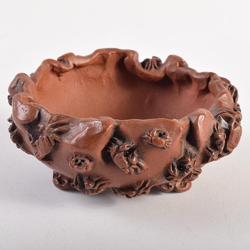 subarujp2005　紫泥　蟹刻　小さな植木鉢　盆栽鉢　M　R8812