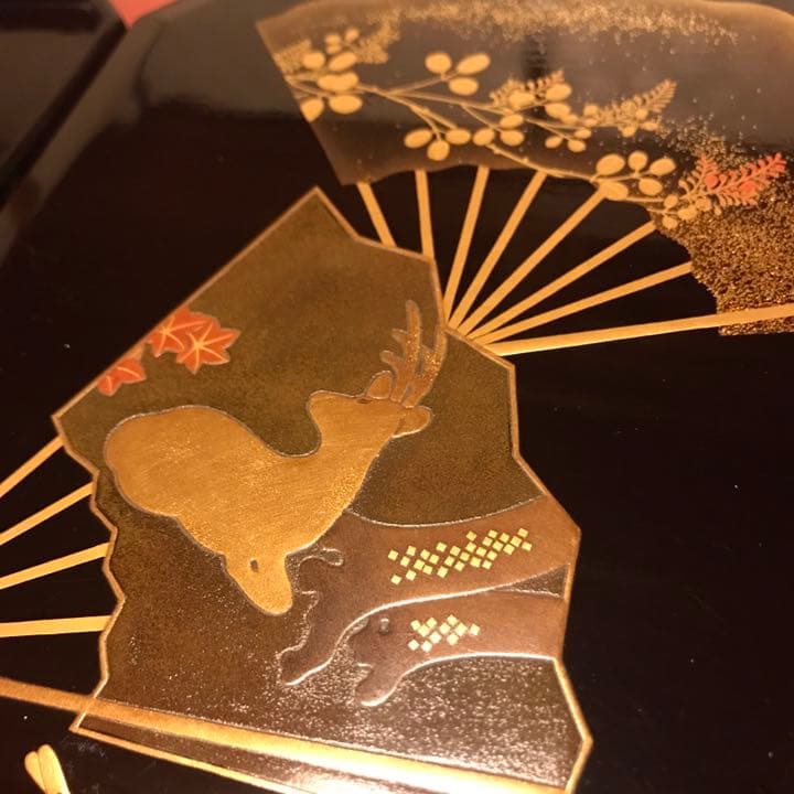 蒔絵 能楽 八角三段重箱 台付き