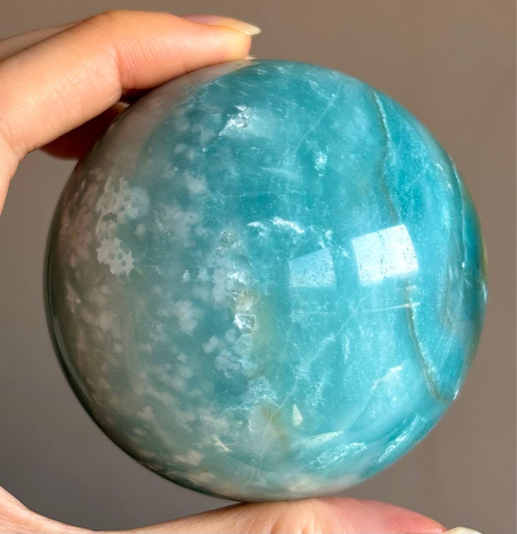 最高品質　ブルーカリビアンカルサイト　スフィア　6.6センチ
