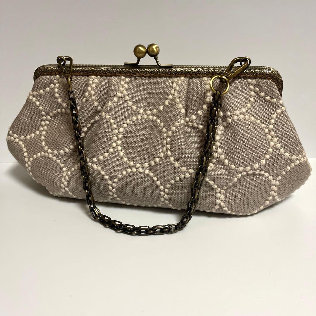 ハンドメイド　がま口バッグ　ミナペルホネン　tambourine