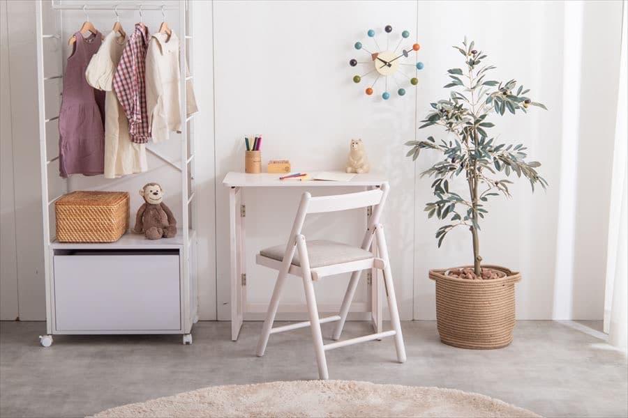 【送料無料】幅70cm Mer 折りたたみデスク&チェアセット 天然木 パイン材