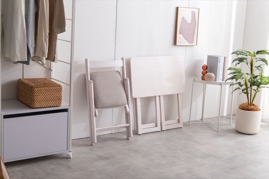 【送料無料】幅70cm Mer 折りたたみデスク&チェアセット 天然木 パイン材