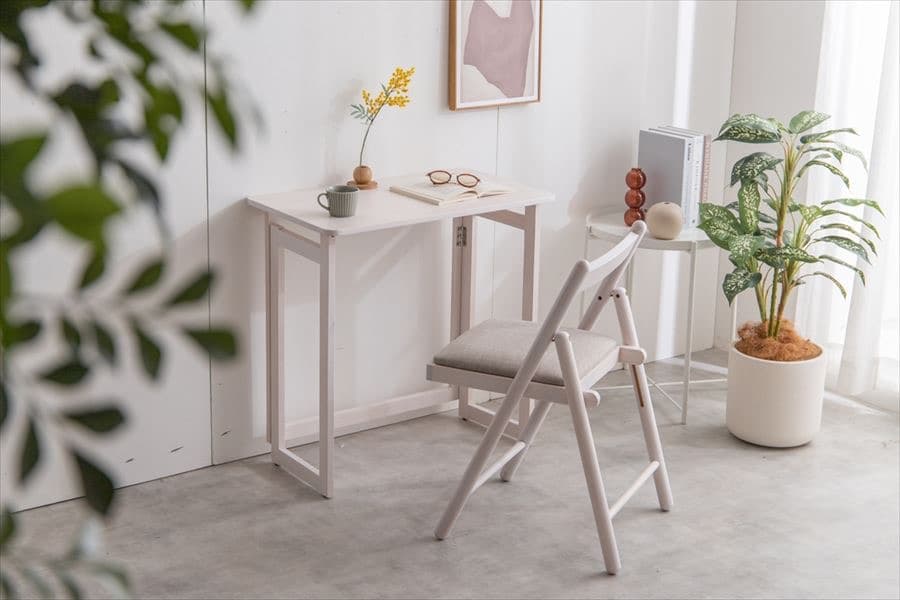 【送料無料】幅70cm Mer 折りたたみデスク&チェアセット 天然木 パイン材