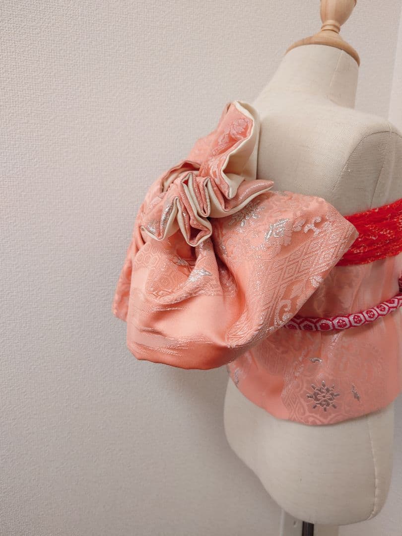 正絹　七五三　ハーフ成人式　ジュニア帯　大人用袋帯からの作り帯　1点物　ピンク