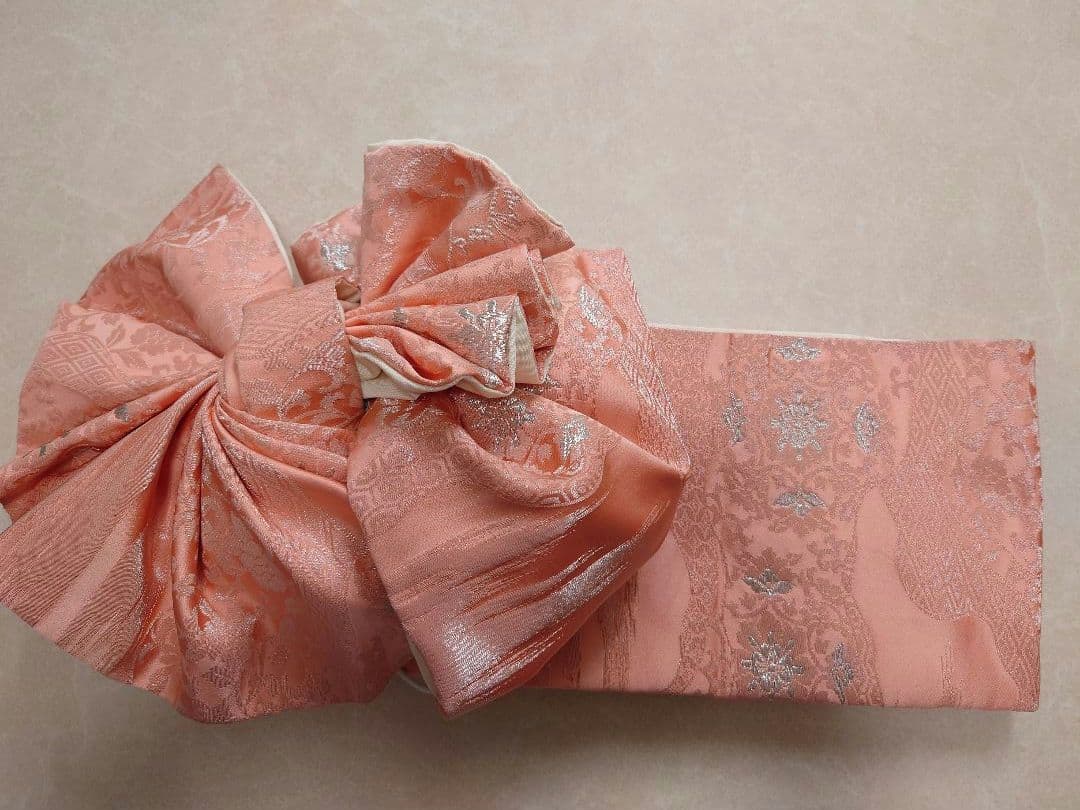 正絹　七五三　ハーフ成人式　ジュニア帯　大人用袋帯からの作り帯　1点物　ピンク