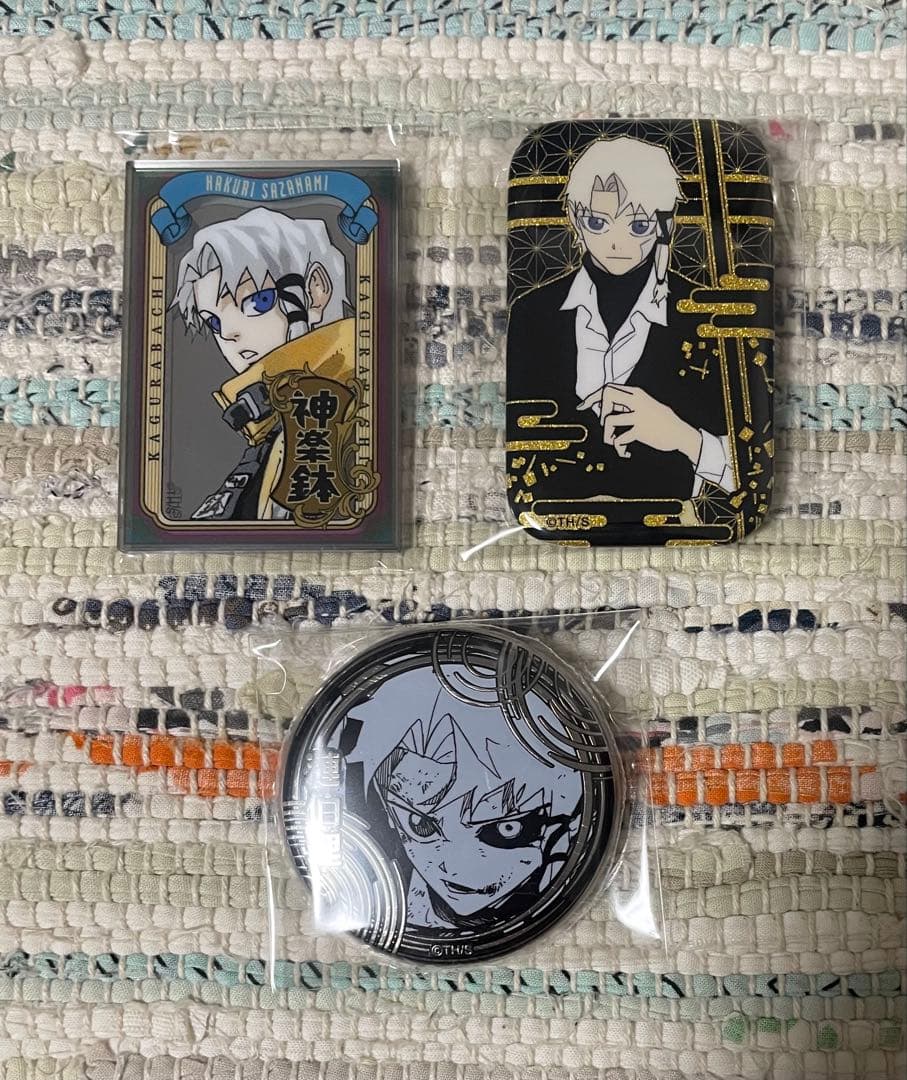 カグラバチ パブミラー風ステッカー スクエア缶バッジ シルバー缶