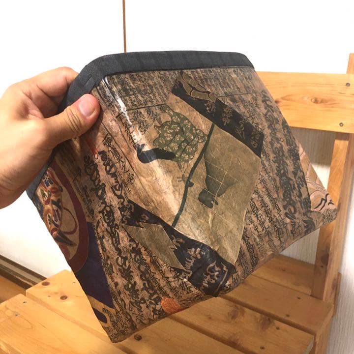 ポットカバーにもなります！明治時代の和紙を使用！一閑張りカゴ