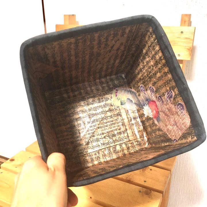 ポットカバーにもなります！明治時代の和紙を使用！一閑張りカゴ