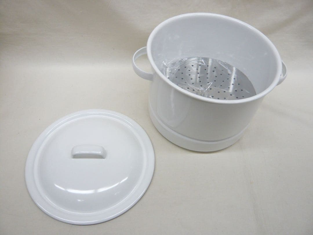 『にちにち道具』蒸し鍋21cm 5.0L 日本製 ガス・IH対応 野田琺瑯