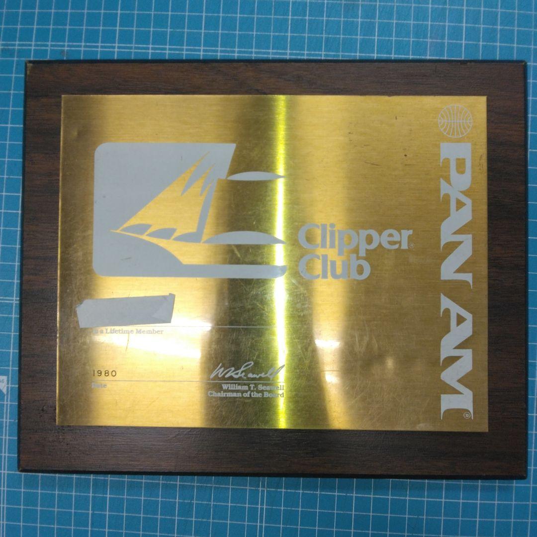 ['80年] パンナム航空 Clipper Club 生涯会員証金属製プレート