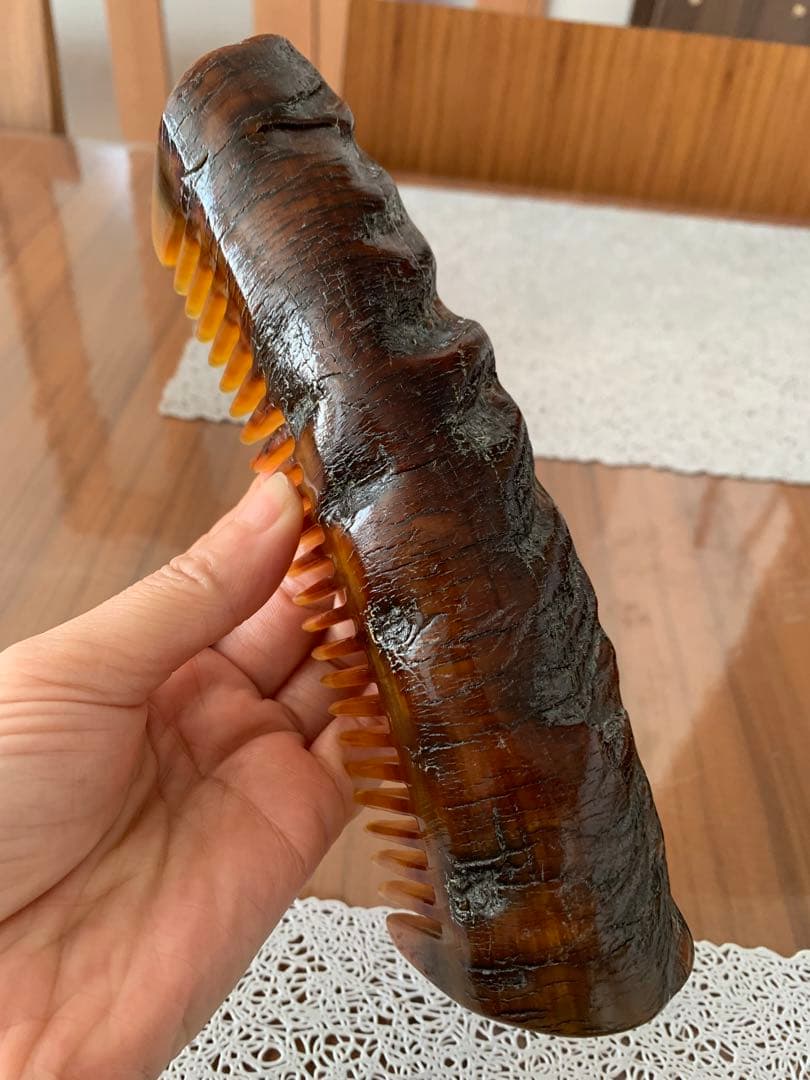 F-150天然牛角　高品質　原生態　角皮付き櫛　かっさプレート　全身用