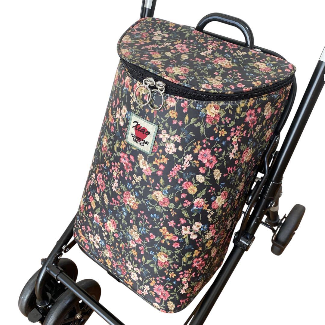 象印ベビー ウィズワン・シャオ シルバーカー ブラックフレーム Bフラワー 軽量