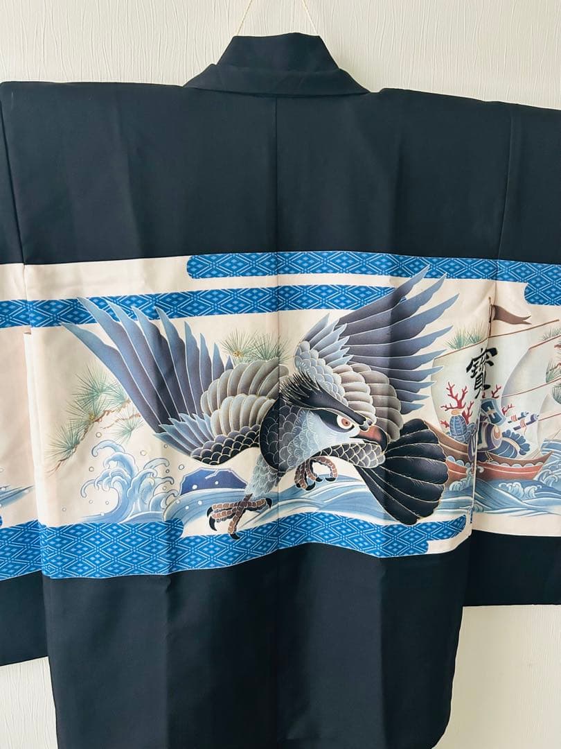 着物綺麗です♪七五三 男の子5歳一式 着物と袴のセット　黒　右袖後ろ側に少々汚れ