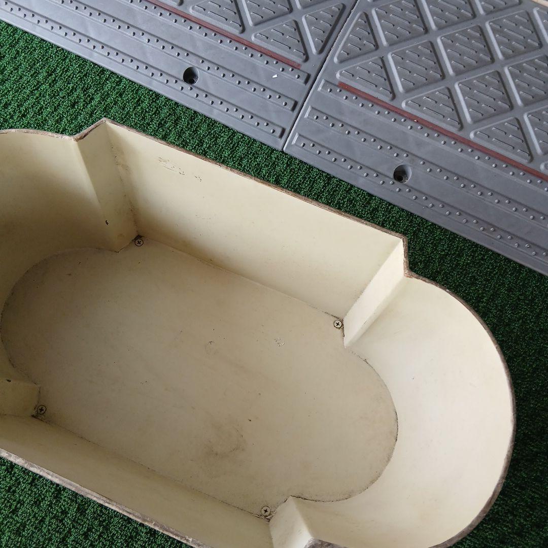 昭和レトロ アンティーク カントリー 青い花柄のオーバルプランター