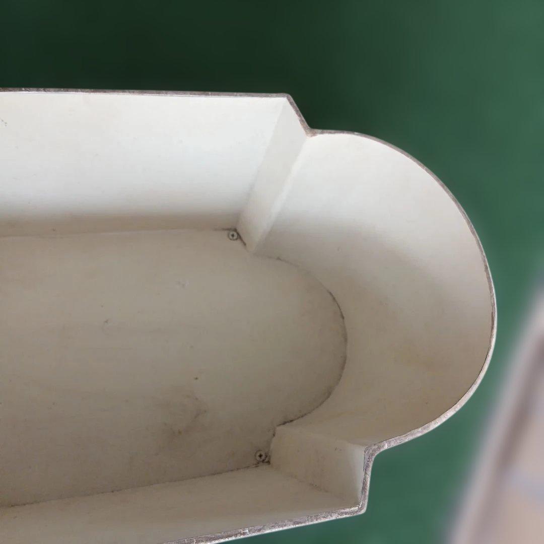 昭和レトロ アンティーク カントリー 青い花柄のオーバルプランター